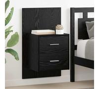 Bucmath Cabinet de Chevet Mural 2 pcs chêne Noir, Bois d'ingénierie, 48,5 x 32,5 x 80 cm, tiroir Rangement, étagère Niche, Support Lampe, Chambre lit Salon Bureau entrée dortoir Nuit