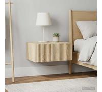 Bucmath Cabinet de Chevet Mural 2 pcs Chêne Sonoma en Bois d'ingénierie, 49 x 34,5 x 20 cm, 2 tiroirs, Rangement étagère Niche, Table Chevet pour Chambre lit Salon Bureau entrée dortoir Nuit