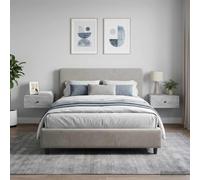 Bucmath Cabinet de Chevet Mural 2 pcs Gris béton en Bois d’ingénierie 49 x 34,5 x 20 cm, Table Chevet avec tiroir, Rangement étagère Niche pour Chambre lit Salon Bureau entrée