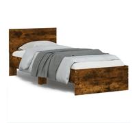 Bucmath Cadre de lit avec tête de lit, éclairage LED, chêne fumé, 75 x 190 cm, matériau dérivé du bois, lattes stables, design moderne, pour un sommeil réparateur