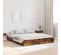 Bucmath Cadre de lit de rangement, en chêne fumé, 200 x 200 cm, moderne, avec tiroirs, cadre de lit en bois durable, pour chambre à coucher, taille empereur
