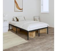 Bucmath Cadre de lit en métal noir 120 x 190 cm, cadre en acier robuste, lit d'appoint, lit d'invité, avec sommier à lattes, espace de rangement supplémentaire, design moderne, construction durable