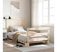 Bucmath Cadre de Lit en Pin Massif 100x200 cm, Sommier à Lattes Robuste, Tête et Pied de Lit Fonctionnels, Meuble de Chambre à Coucher