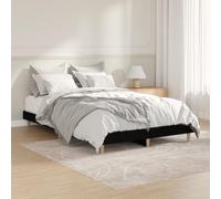 Bucmath Cadre de lit noir 120 x 190 cm, matériau en bois d'eucalyptus massif, support de sommier à lattes, lit moderne pour chambre à coucher, meuble durable