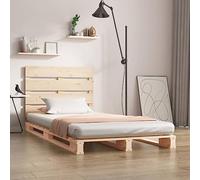 Bucmath Cadre de Lit Simple 90x190 cm en Bois de Pin Massif, Tête de Lit à Lattes, Sommier à Lattes Robuste pour Chambre, Meuble Durable