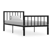 Bucmath Cadre de lit simple en métal noir 90 x 200 cm avec sommier à lattes, lit plate-forme robuste, pour chambre à coucher, design moderne, meuble