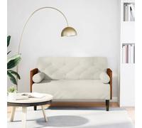 Bucmath Canapé 2 places, 110 cm, en velours crème, avec traversins, rembourrage confortable, construction robuste, meuble de salon élégant