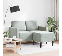 Bucmath Canapé 2 Places avec méridienne en L Gris Clair Velours 125 cm, Convertible modulable, Design scandinave, idéal Salon séjour Chambre, Confortable et Compact
