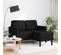 Bucmath Canapé 2 Places avec méridienne en L Noir 125 cm Similicuir, Design scandinave Moderne, Compact et Confortable pour Salon séjour Bureau avec Structure Robuste en métal et Bois
