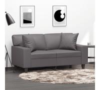 Bucmath Canapé 2 Places Gris 120cm Simili Cuir avec Coussin Décoratif Structure en Métal Salon Résistant Moderne