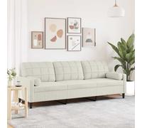 Bucmath Canapé 3 places, en velours crème, largeur d'assise : 210 cm, cadre en métal, avec 2 coussins décoratifs et rembourrage confortable, meuble de salon