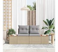 Bucmath Canapé de jardin beige 184 x 62 x 85 cm, en polyrotin, 2 places, avec cadre en acier, résistant aux intempéries, pour jardin, terrasse, balcon, design moderne