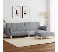 Bucmath Canapé-lit 2 places avec repose-pieds, tissu gris clair, 220 x 84,5 x 69 cm, convertible, pour salon, chambre d'amis, cadre en bois robuste, design moderne