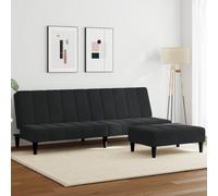 Bucmath Canapé-lit 2 places en velours noir, canapé fonctionnel avec repose-pieds, 200 x 84,5 cm, pour salon, chambre d'amis, polyvalent