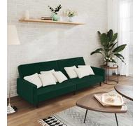 Bucmath Canapé-lit 2 places, en velours, vert foncé, avec cadre en bois, 220 x 84,5 x 69 cm, pour salon, chambre d'amis, petites pièces, canapé-lit confortable