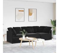 Bucmath Canapé modulaire avec coussin, velours noir, 300 x 100 x 64 cm, canapé d'angle et canapé central, meuble de salon, assise flexible