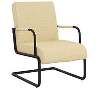 Bucmath Chaise de salle à manger cantilever en cuir synthétique crème, structure en métal noir, 64,5 x 77 x 88,5 cm, chaise de salon confortable pour salon, chambre à coucher, bureau