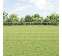 Bucmath Clôture avec poteaux - 10 x 1,2 m - Filet en acier galvanisé - Argenté - Pour jardin, terrasse, brise-vue - Limitation de sécurité - Kit de construction WPC