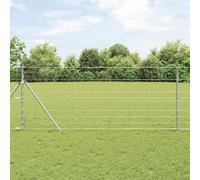 Bucmath Clôture de champ en acier galvanisé argenté 25 x 1 m avec design rectangulaire pour extérieur, durable, résistante aux intempéries, montage facile, aspect soigné