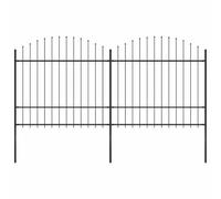 Bucmath Clôture de jardin avec pointe en acier - 337 x 175 cm - Noir - Brise-vue et délimitation pour terrain privé - Mur métallique stable - Éléments de clôture durables avec poteaux - Sûr et facile