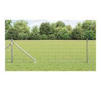 Bucmath Clôture en acier galvanisé avec pointes - 25 x 0,8 m - Clôture en maille pour jardin, terrasse, balcon, brise-vue et sécurité - Grillage robuste argenté avec poteaux