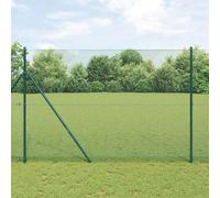 Bucmath Clôture en fil soudé - 25 x 1,5 m - Vert - Pour jardin, terrasse, terrain - Brise-vue et protection contre le vent - En acier résistant aux intempéries avec poteaux, éléments de clôture