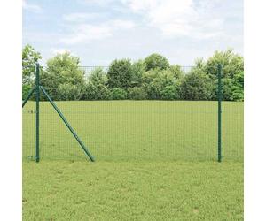 Bucmath Clôture en fil soudé avec poteaux - 50 x 1,2 m - Vert - Résistant aux intempéries - Installation au sol - Grillage en treillis - Panneau de clôture pour jardin, terrasse, terrain - Brise-vue