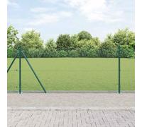 Bucmath Clôture en fil soudé avec socle en béton - 10 x 1 m - En maille verte - Résistant aux intempéries - Résistant à la rouille - Robuste - Pour jardin et terrasse - Poteaux inclus - Accessoires de