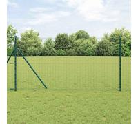 Bucmath Clôture Euro de 10 x 1 m en acier revêtu de PVC vert pour jardin et terrasse, résistant aux intempéries, résistant à la rouille, avec poteaux, coins, fixation et corde de serrage