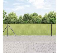 Bucmath Clôture grillagée avec socle en béton - 25 x 0,6 m - Gris - Protection contre le vent - Pour jardin, terrasse, balcon