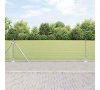 Bucmath Clôture métallique soudée avec socle en béton, 10 x 0,5 m, maille argentée, élément de clôture pour jardin, terrasse et brise-vue