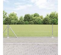 Bucmath Clôture métallique soudée avec socle en béton - 100 x 0,6 m - Filet argenté - Clôture de jardin - Brise-vue - Grille métallique - Élément de clôture pour terrasse, terrain de sécurité, chien