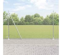 Bucmath Clôture métallique soudée avec socle en béton - 25 x 1,4 m - Filet argenté