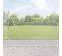 Bucmath Clôture métallique soudée avec socle en béton, 25 x 1,5 m, maille argentée, élément de clôture, brise-vue pour jardin, terrasse, balcon, parcelle, sécurité, chien, chat