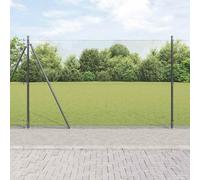Bucmath Clôture métallique soudée avec socle en béton - 25 x 1,6 m - Filet gris - Résistant aux intempéries - Résistant à la rouille - Idéal pour jardin, terrasse et terrain - Avec poteaux, corde de
