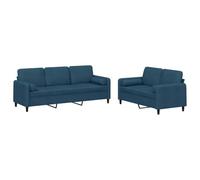 Bucmath Ensemble canapé 2 pièces Bleu Velours 100% Polyester, Structure métal et contreplaqué, Coussins Moelleux, Dimensions 138x77x80 cm, Salon séjour Chambre Moderne Confortable