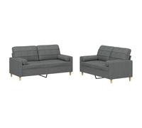 Bucmath Ensemble canapé 2 pièces Gris foncé Tissu Polyester 2 Places Dimensions 138x77x80cm et 158x77x80cm avec Coussins décoratifs pour Salon séjour Bureau Moderne Confortable