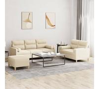 Bucmath Ensemble canapé 3 pièces Tissu crème avec Coussins, Divan modulable scandinave Convertible, Banquette méridienne pour séjour Salon Bureau Chambre, Design Moderne et Confortable