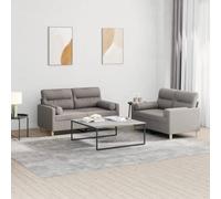 Bucmath Ensemble canapé Tissu Taupe 2 Places 2 pcs avec Coussins déhoussables pour Salon séjour Chambre Bureau Studio, Structure métal Solide, Confort modulable avec Coussins décoratifs