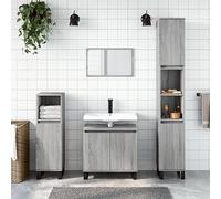 Bucmath Ensemble de 3 meubles de salle de bain gris Sonoma en bois - Armoire de salle de bain avec beaucoup d'espace de rangement - Combinaison d'armoire de salle de bain pour salle de bain, meuble