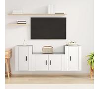 Bucmath Ensemble de 3 meubles TV en bois blanc, montage mural, design moderne, espace de rangement pour salon, chambre à coucher, médias, 80 x 34,5 x 40 cm, 2 x 40 x 34,5 x 60 cm
