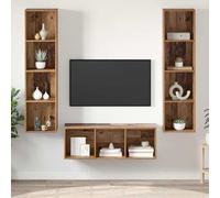 Bucmath Ensemble de 3 meubles TV muraux en bois recyclé - Design moderne - Espace de rangement pour salon, médias et décoration - 37 x 37 x 142,5 cm