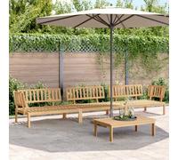 Bucmath Ensemble de 4 canapés de jardin en palettes en bois massif d'acacia traité à l'huile, pour terrasse, balcon, 1 table et 3 canapés, meubles d'extérieur, robuste et durable