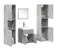 Bucmath Ensemble de 5 meubles de salle de bain en bois gris béton, 41 x 38,5 x 46 cm, meuble sous vasque flottant, vanité flottante, avec lavabo en céramique, pour salle de bain