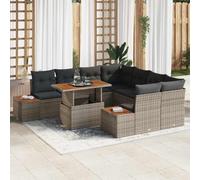 Bucmath Ensemble de 9 canapés de jardin modulaires en polyrotin gris pour terrasse, balcon, salle à manger, avec sacs étanches