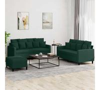 Bucmath Ensemble de canapé 3 pièces en velours vert foncé, structure robuste en contreplaqué, expérience d'assise confortable, repose-pieds, 7 grands coussins, 9 petits coussins, meubles de salon
