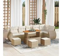 Bucmath Ensemble de canapé de Jardin 10 pcs en polyrotin Beige, Meubles d'extérieur modulaires, Chaise et Table de Patio résistants aux UV pour terrasse, Balcon et Moments conviviaux