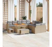 Bucmath Ensemble de canapé de Jardin 13 pcs Beige polyrotin résistant modulable avec Table et poufs, mobilier extérieur élégant pour terrasse Balcon Patio Confort et Style