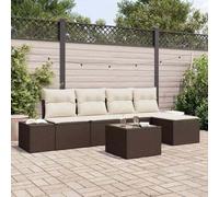 Bucmath Ensemble de canapé de Jardin 6 pcs Marron polyrotin avec Table et Pouf, mobilier extérieur modulaire résistant aux intempéries, léger et Durable pour Balcon Patio, Espace détente Confortable