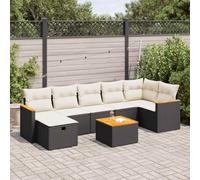 Bucmath Ensemble de canapé de jardin 8 pièces en polyrotin noir, design modulaire, résistant aux UV, avec espace de rangement imperméable, pour terrasse, balcon, capacité de charge de 110 kg